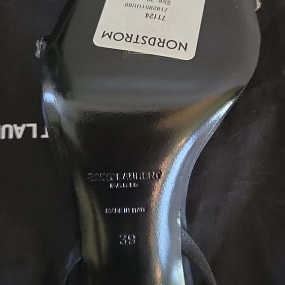 Yves Saint Laurent Black Heels with Silver Accents - Picture 3 of 10